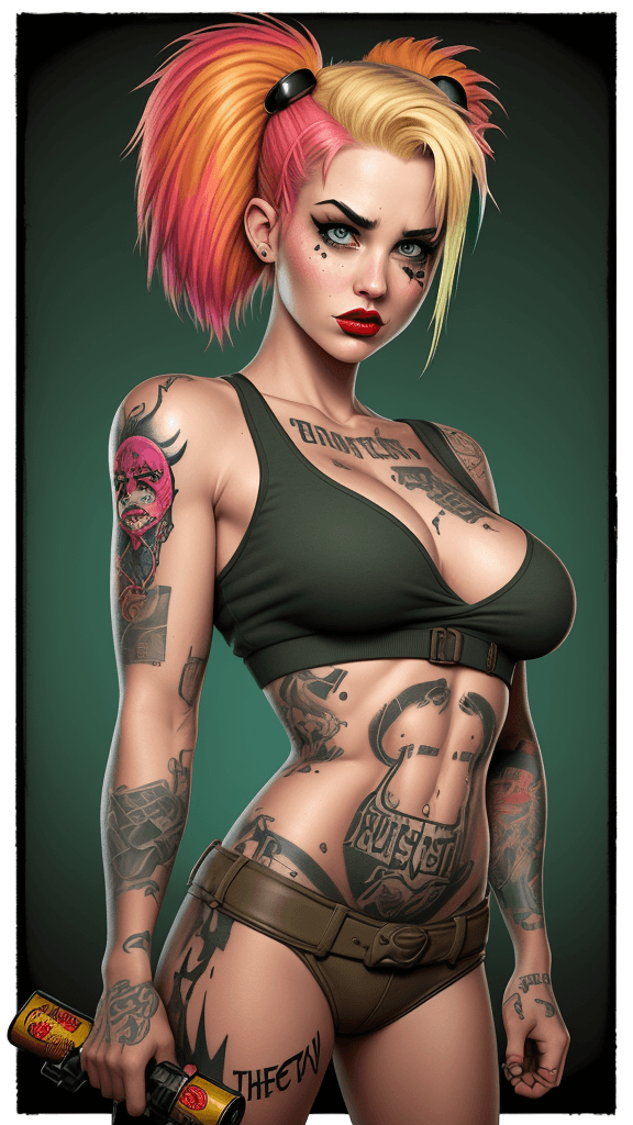 AI generated: twisted backdrop
shock
realistic shaded lighting poster
tank girl 
tattoo flash
behance 
vivid vinta...