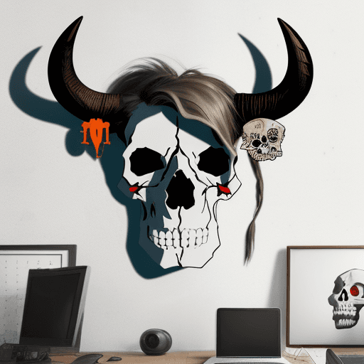 AI generated: Walltattoo skull in the shape of a bull