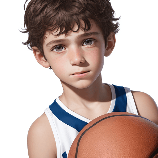 AI generated: Studio portrait, white background, uhd image of a male, 6 years old, lives in a commune, in an open ...