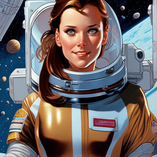 AI generated: Portrait of (Brown-Haired Girl) as (Space Colony Members), Colony Uniform, Space Suit, charming, hig...