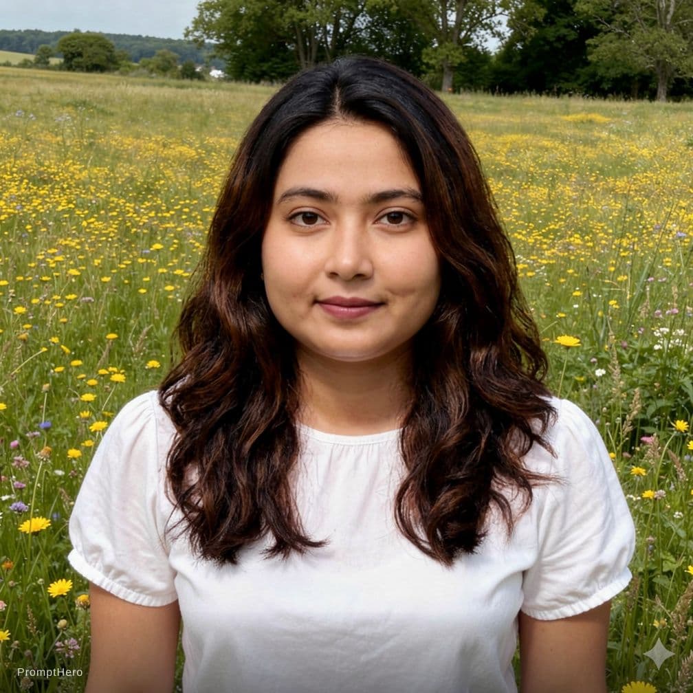 AI generated: rajessk
a month ago
A photograph of a young woman with long, wavy brown hair, standing in a lush, su...