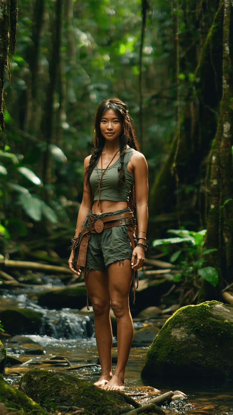 AI generated: A cinematic, full-length photo of a modern-day Jane, a 25-year-old Singaporean woman, standing confi...