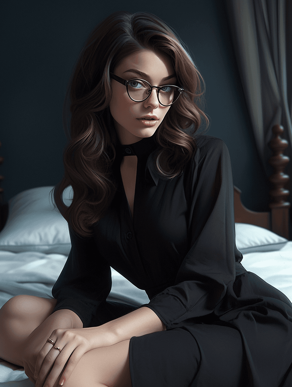 AI generated: https://s.mj.run/stj_jjEJOFM, a beautiful french nun wearing black lingery, wearing glasses, sophist...