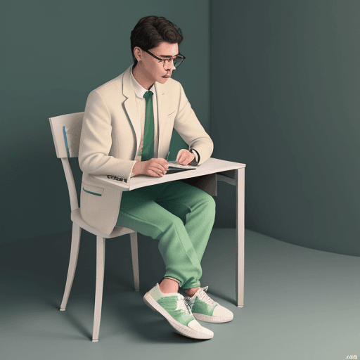 AI generated: Create a 3D illustration featuring a realistic
1 8 year-old beautiful young boy busy to
writing a co...
