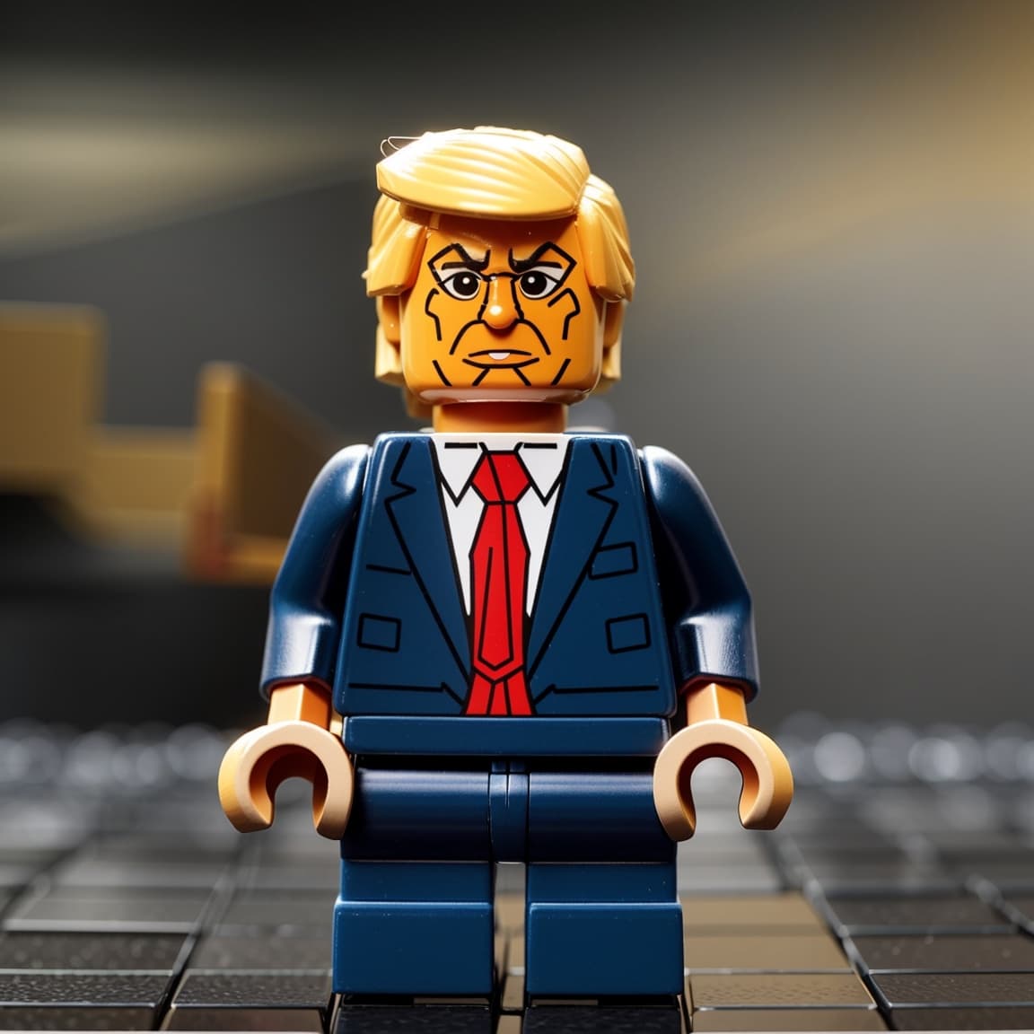AI generated: Donald Trump as a lego minifigure 