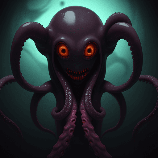 AI generated:  high quality foto of a scary alien, with one hole instead of eyes, as mouth tentacles, long tentacl...