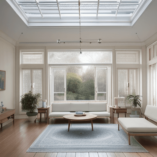 AI generated: High resolution photography interior design, dreamy sunken living room conversation pit, wooden floo...