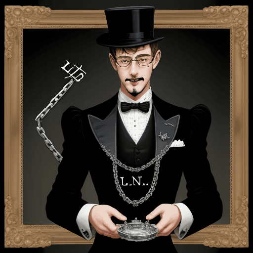 AI generated: butler with a chain with the letters "L.N.T".