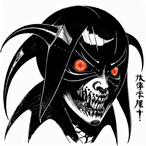 AI generated: old style manga drawing of a sinister creature inspired in tsutomu nihei art style