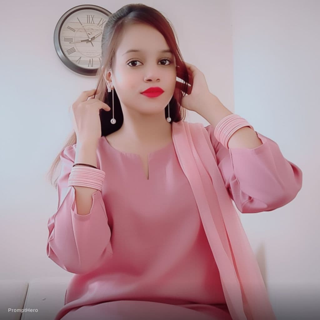 AI generated: A girl wearing a simple pink bra only 