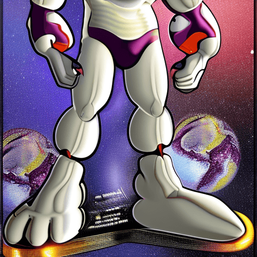AI generated: masterpiece, best quality, <lora:frieza02:1> frieza, 1boy, clenched hands, earth \(planet\), full bo...