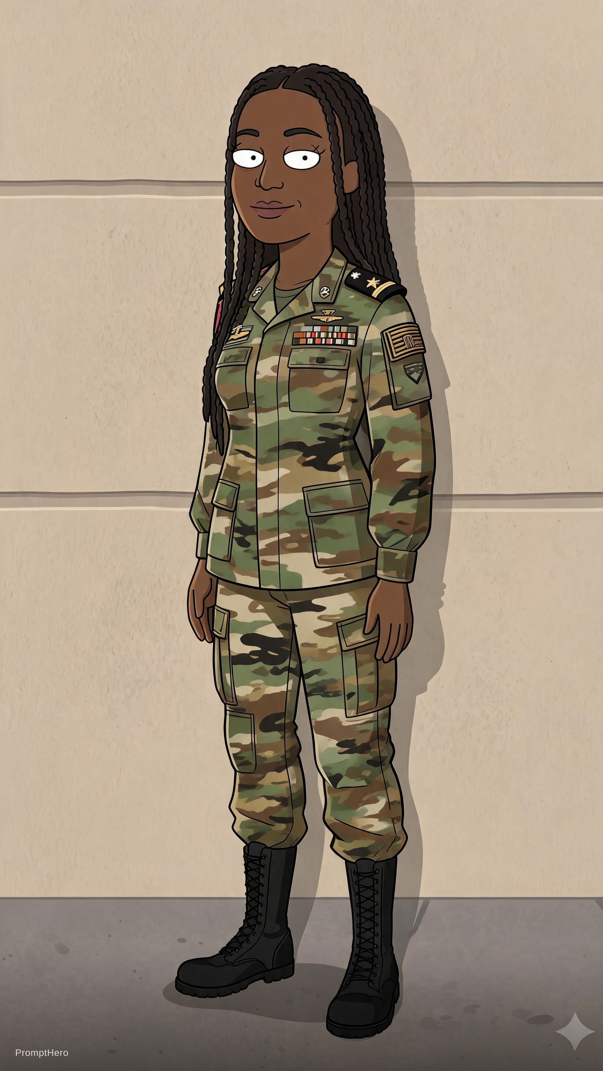 AI generated: soldier general uniform camouflage outfit. black army boots