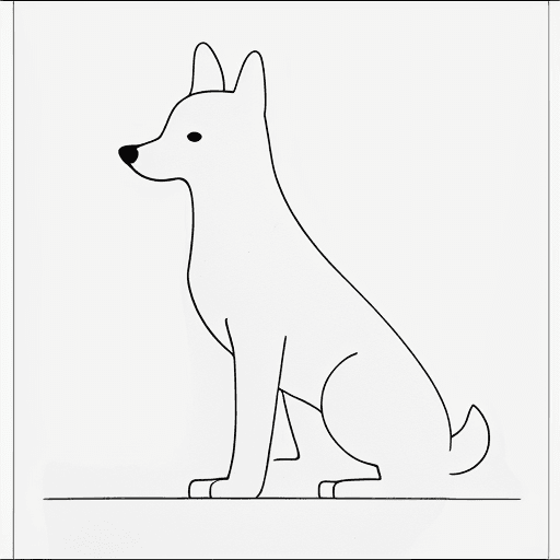 AI generated: A drawing of a dog in one-line drawing, figure outline only, single line, simple, in the style of on...