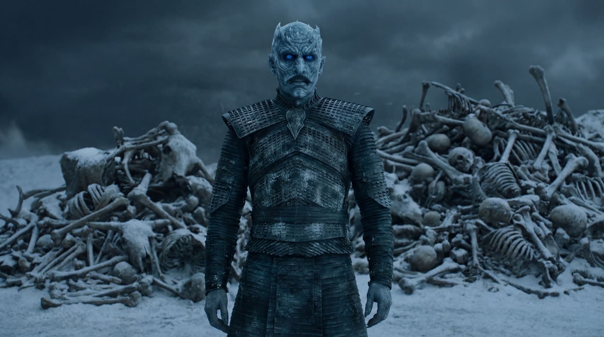AI generated: turn him into a photo realistic photo make him look like the night walker from Game of thrones with ...