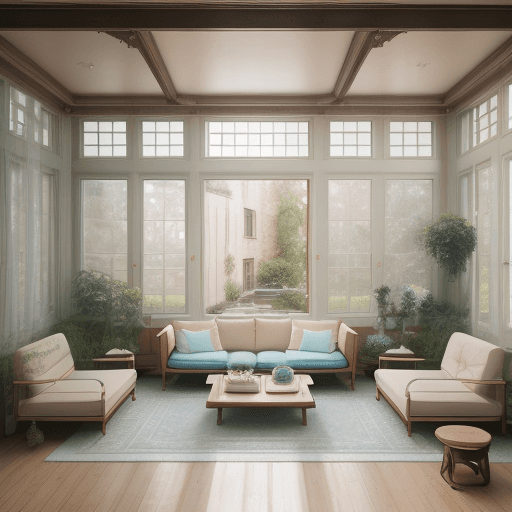 AI generated: High resolution photography interior design, dreamy sunken living room conversation pit, wooden floo...