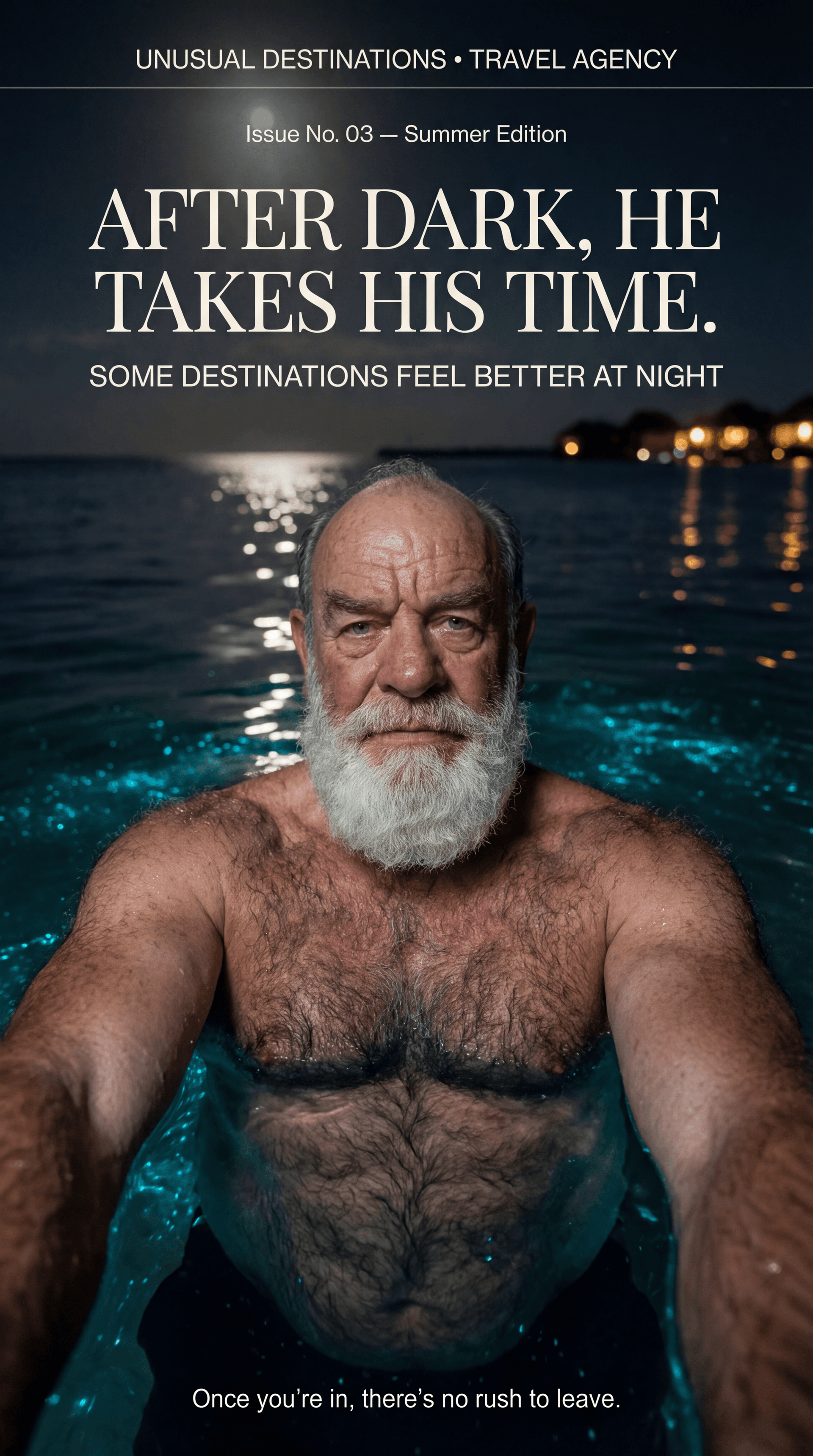 AI generated: ULTRA-REALISTIC PREMIUM TRAVEL AGENCY MAGAZINE COVER (vertical poster, 9:16).
High-end editorial nig...