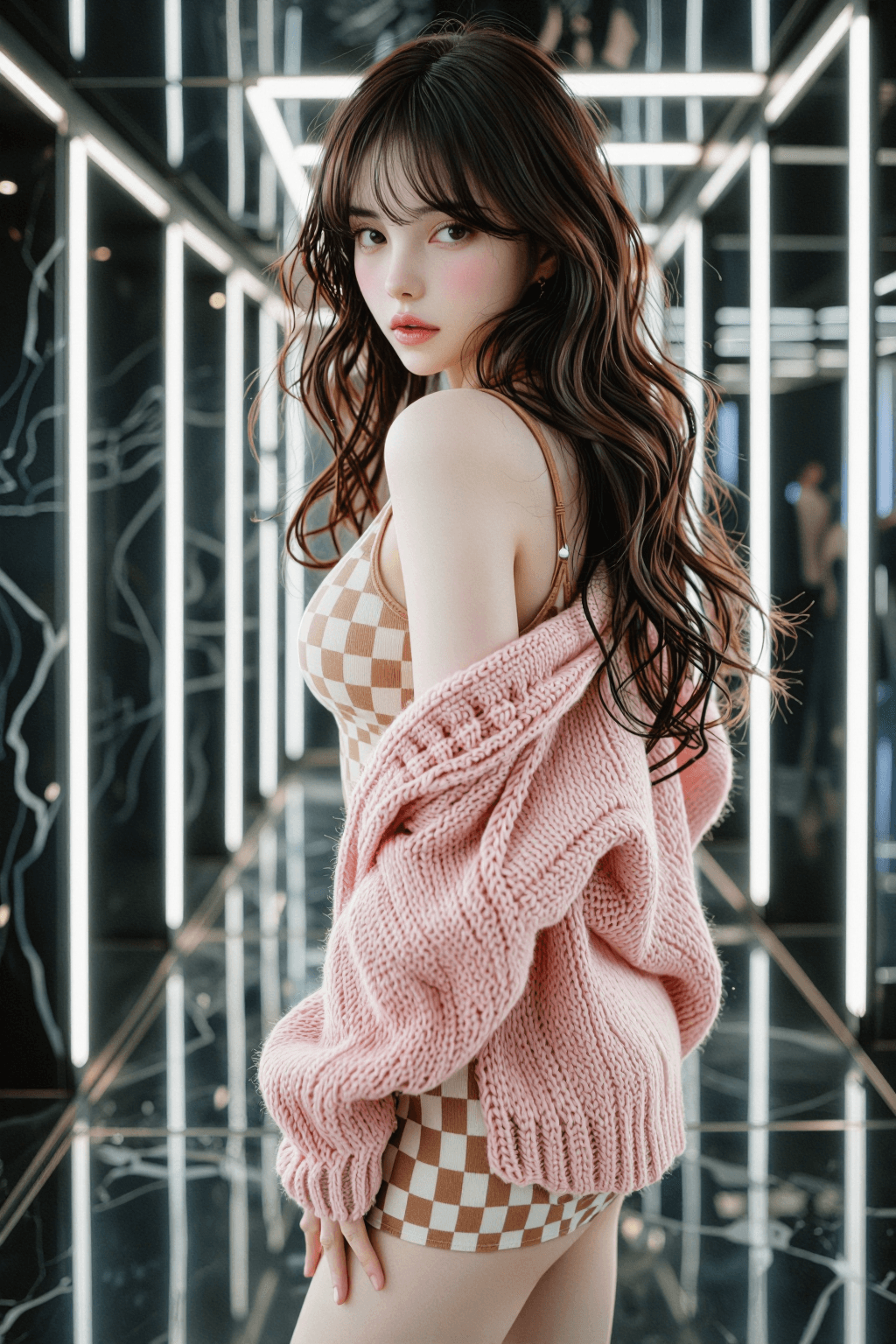 AI generated: A highly detailed, photorealistic, cinematic vertical medium-full shot of a stunning young East Asia...