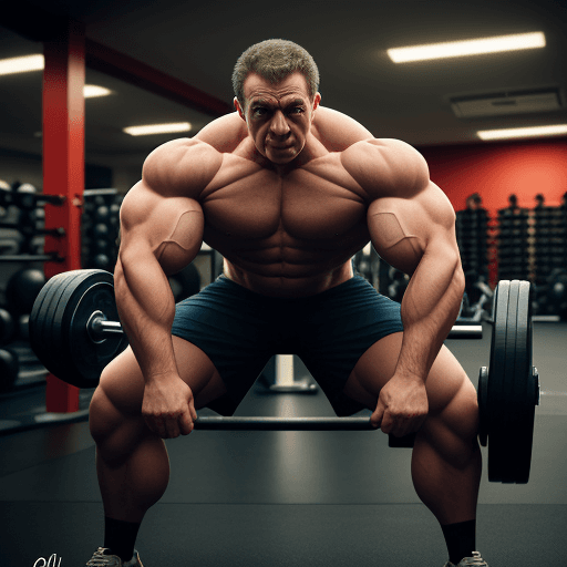 AI generated: photography, dynamic range, in the gym, ollie motion with professional bodybuilder man 