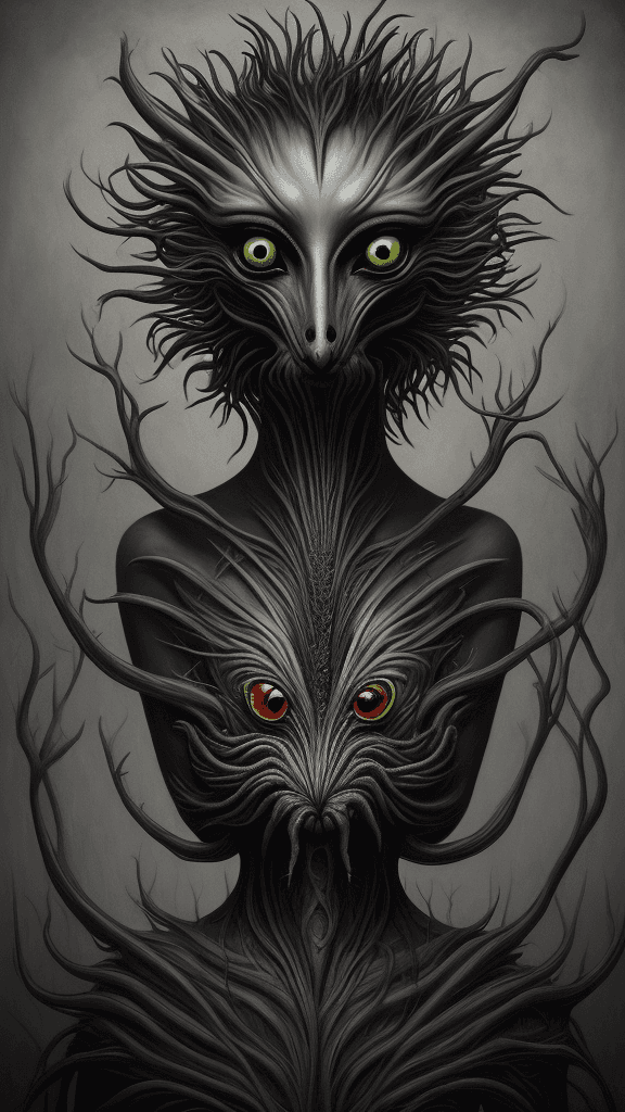 AI generated: surreal portrait surrealism art style
creature art in an expressionistic style surrealist performanc...
