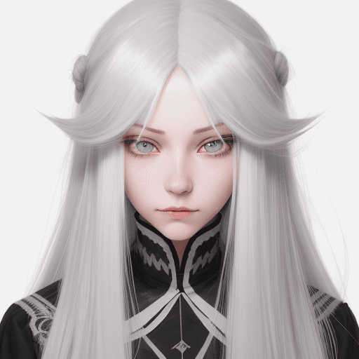 AI generated: girl with long white hair and grey eyes 