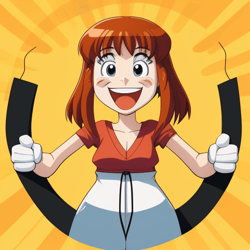 AI generated: Hanger, big smile, lines cartoon, anime
