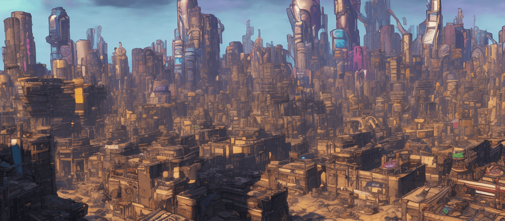 AI generated: City from borderlands 3, au naturel, hyper detailed, digital art, trending in artstation, cinematic ...