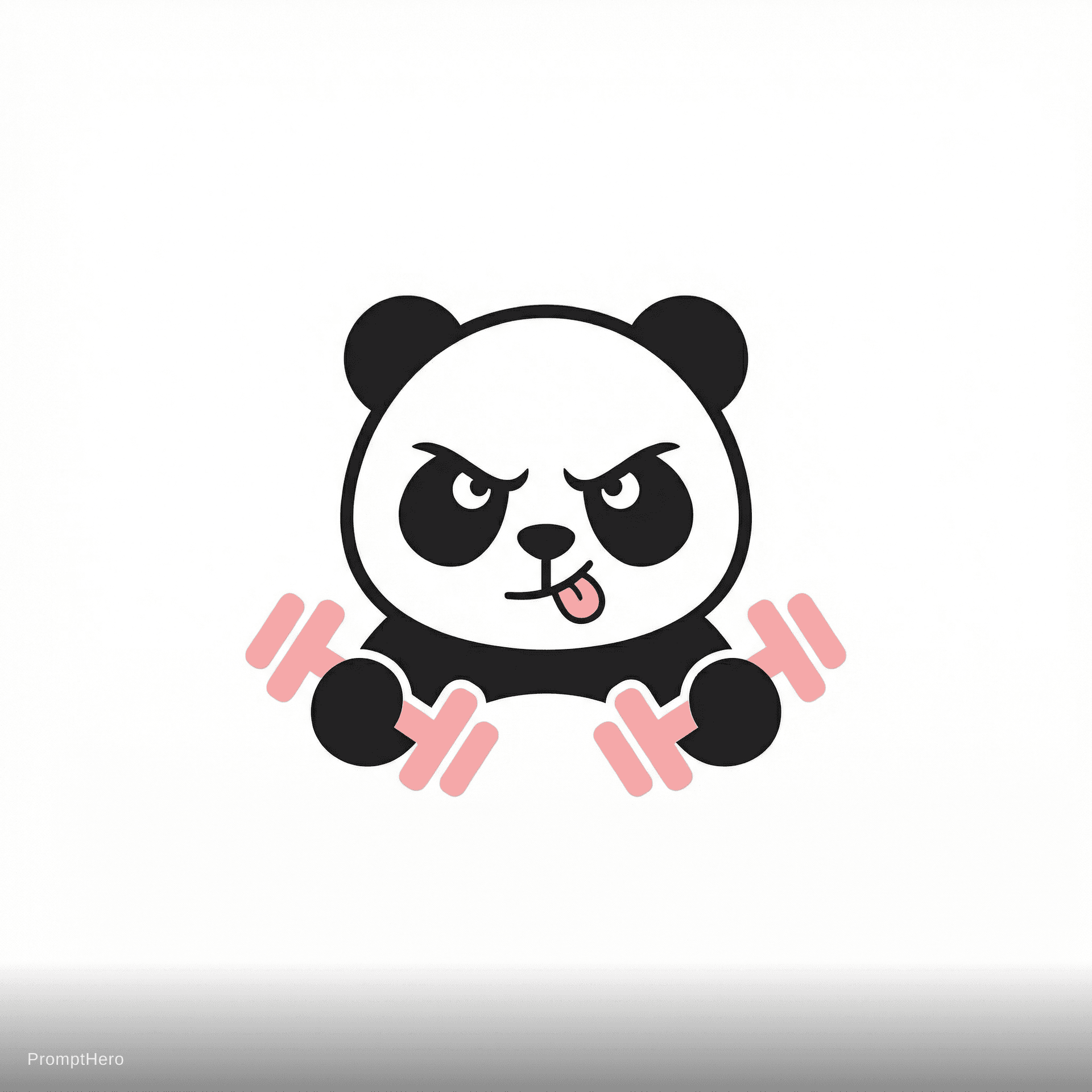 AI generated: "Premium 3D cartoon character for print: a chubby panda with fluffy black-and-white fur, struggling ...