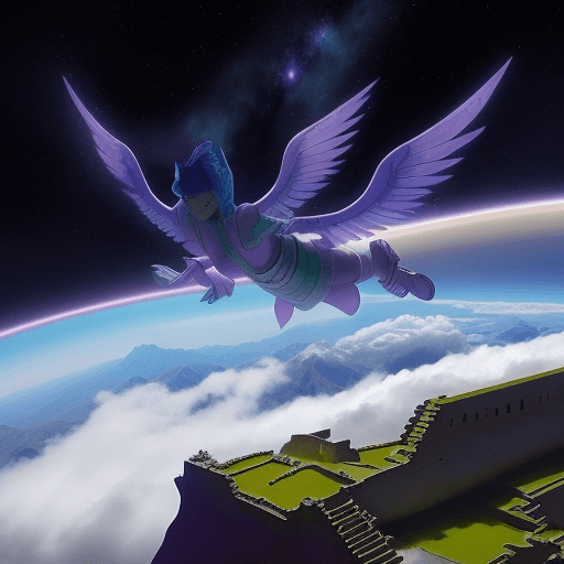 AI generated: Phase-Space Astral soaring in the clouds of the ancient city of the Incas --no People