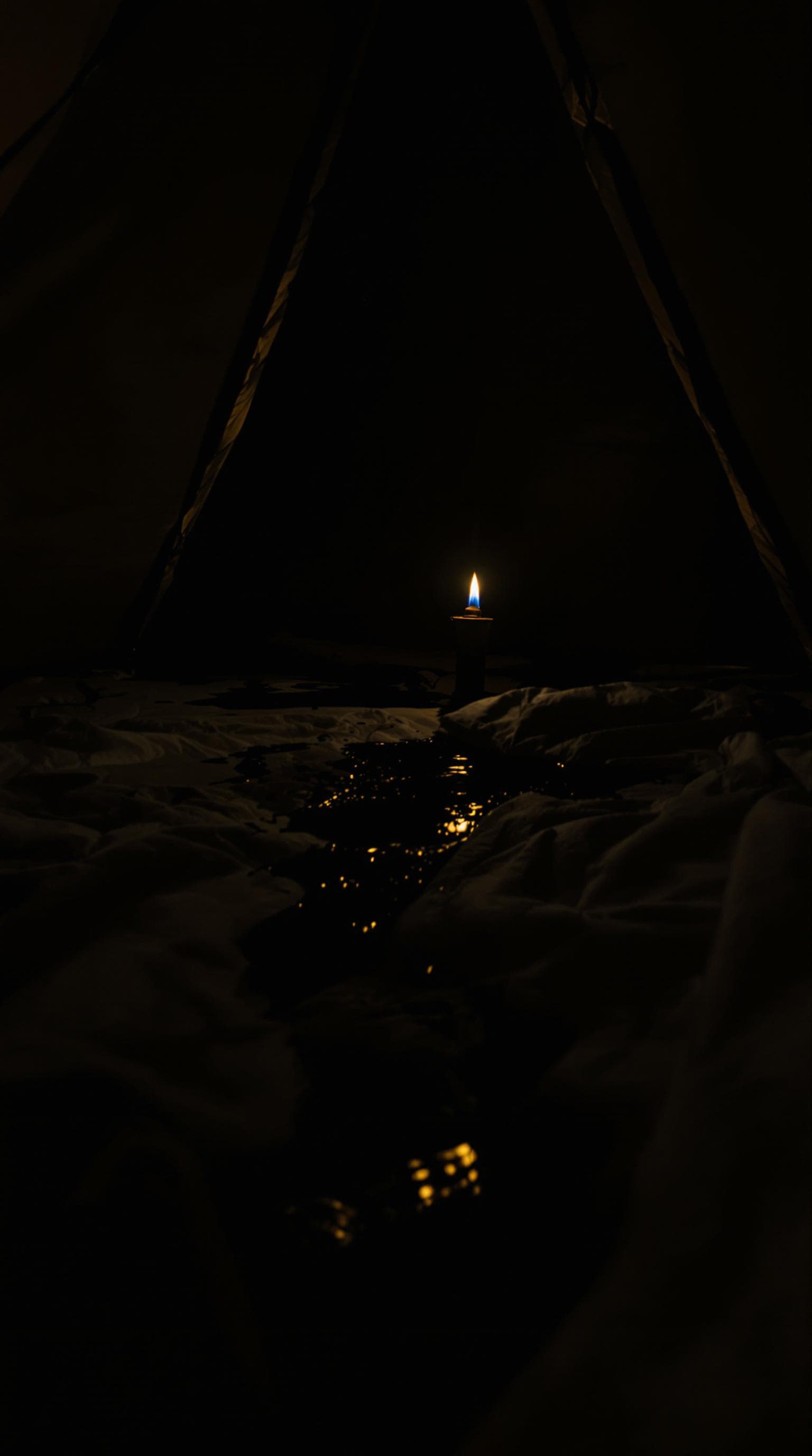 AI generated: First-person POV , I am lying on the ground, my gaze fixed from this low angle. The canvas walls of ...