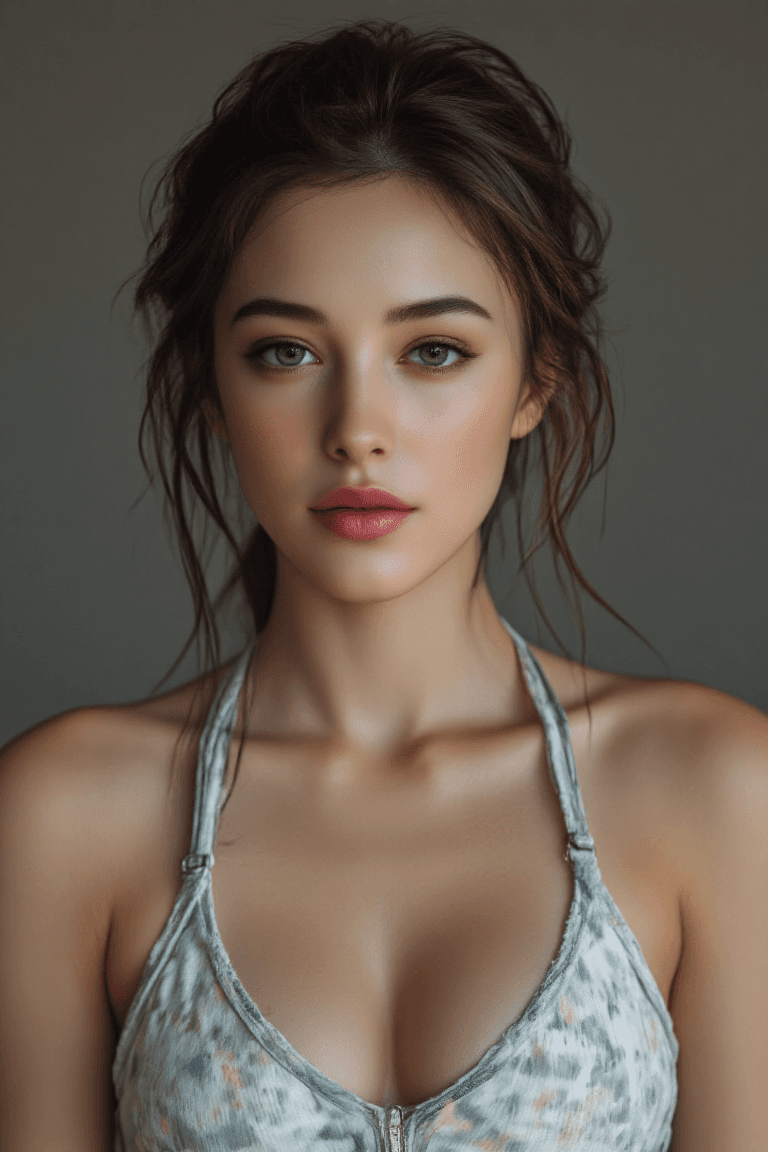 AI generated: a realistic photograph of a beautiful woman looking perfect, .  perfect skin and is wearing a gym to...