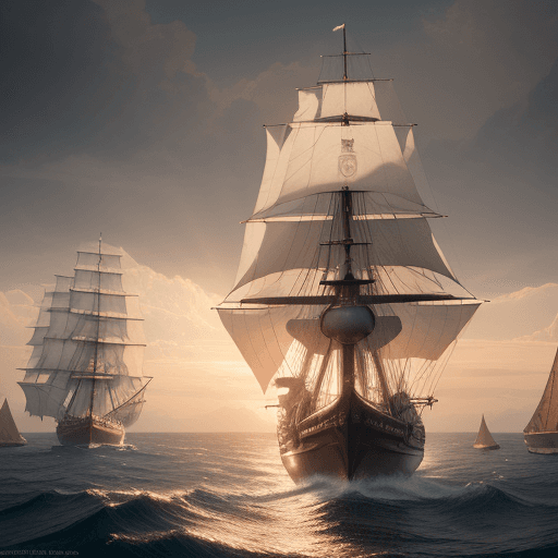 AI generated: Photo of a ultra realistic sailing ship, dramatic light, pale sunrise, cinematic lighting, battered,...