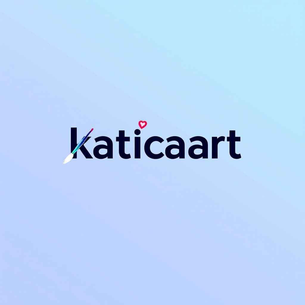 AI generated: Create a logo for a paint artist whose name is katicaart. The logo should have a light green backgro...
