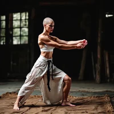 AI generated video: the woman perform some martial arts