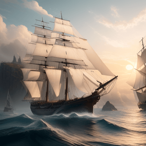 AI generated: Photo of a ultra realistic sailing ship, dramatic light, pale sunrise, cinematic lighting, battered,...