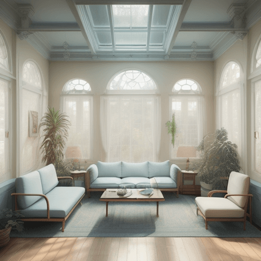 AI generated: High resolution photography interior design, dreamy sunken living room conversation pit, wooden floo...