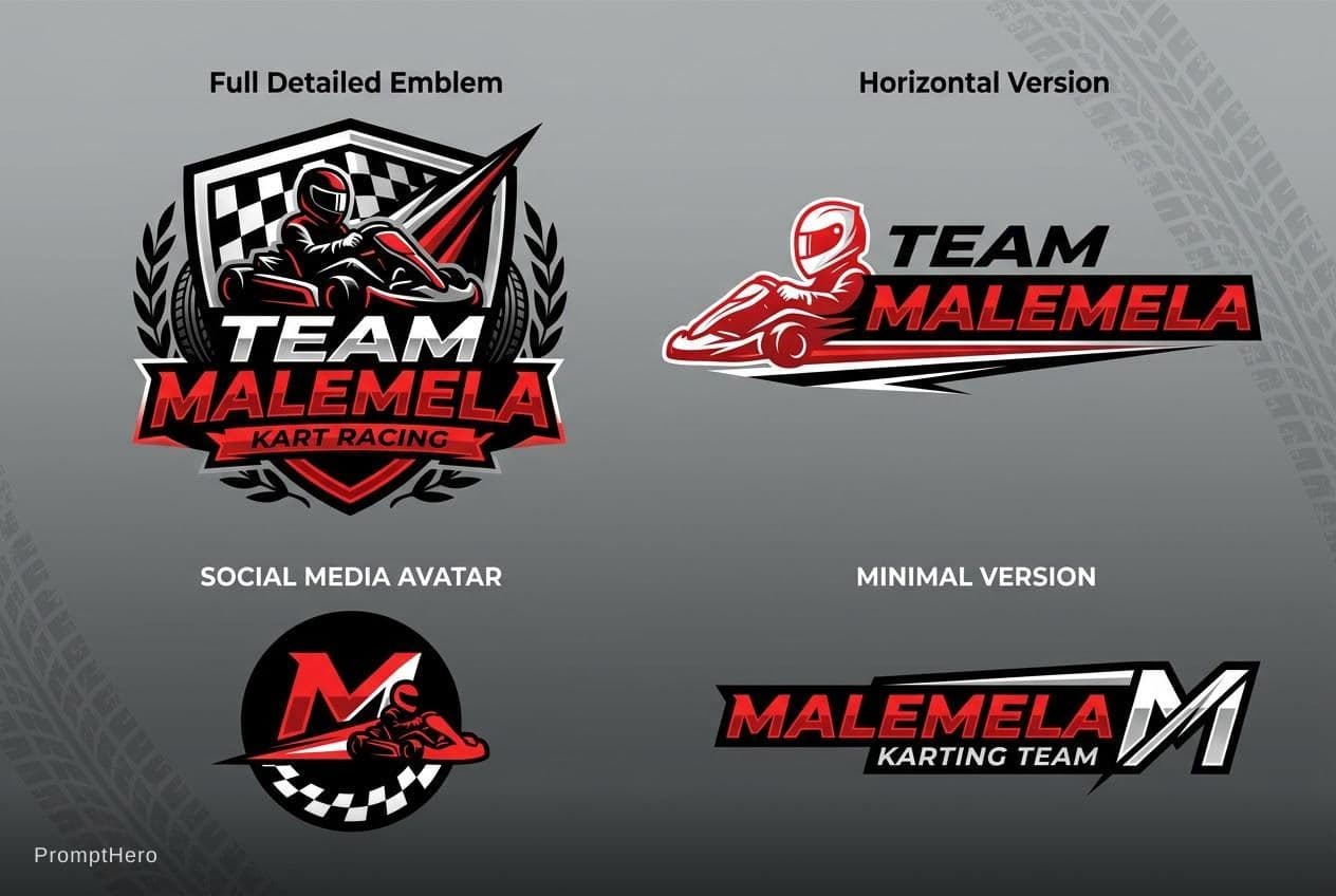 AI generated: Create a bold, high-energy professional logo for “Team Malemela”, a competitive go-kart racing team....