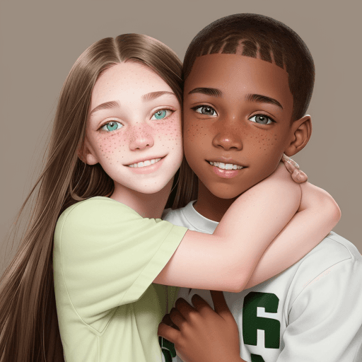 AI generated: Photo of a whiteskin girl with straight brown long hair, green eyes, clear skin and no freckles with...