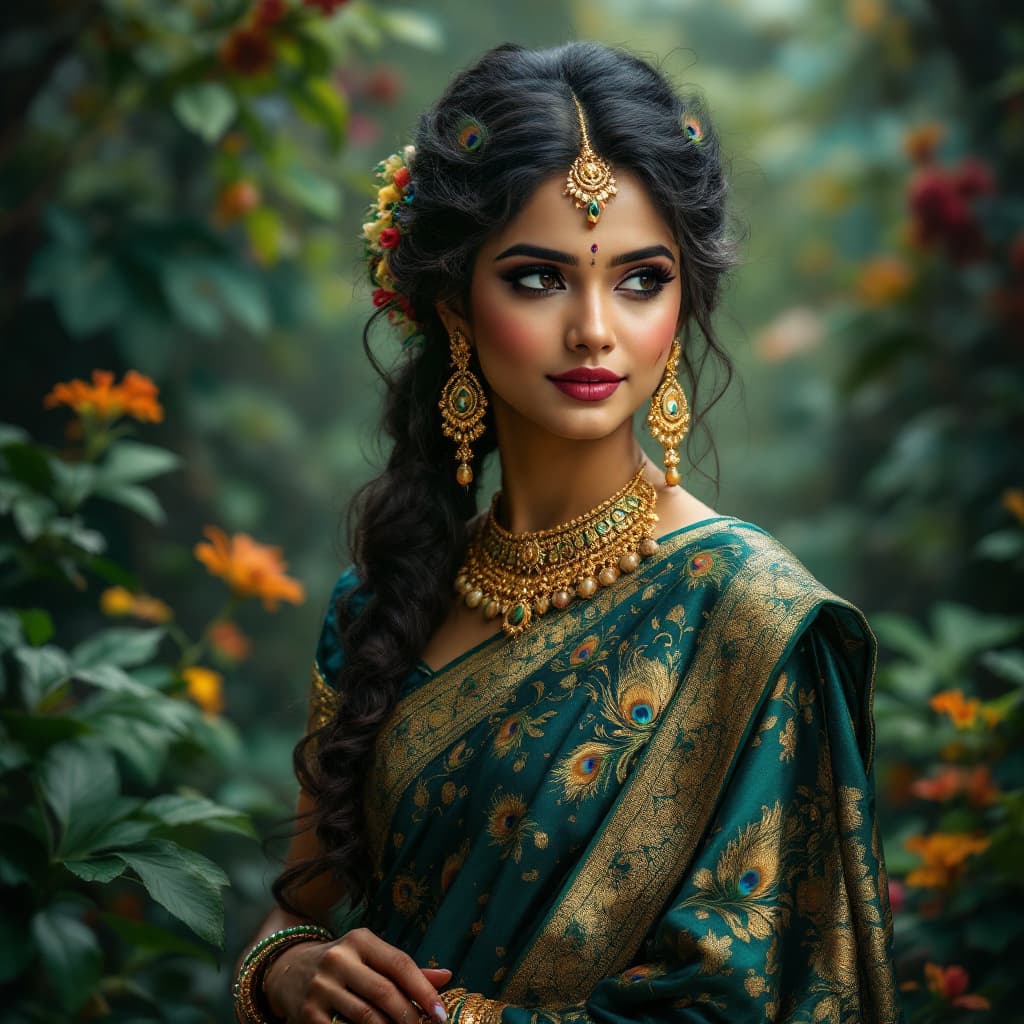 AI generated: Create a captivating image of a traditional Indian Kerala girl who embodies the elegance and beauty ...