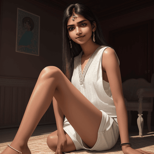 AI generated: best quality, masterpiece, (photorealistic:1. 4) , 1 indian girl, light smile, wearing a white cotto...