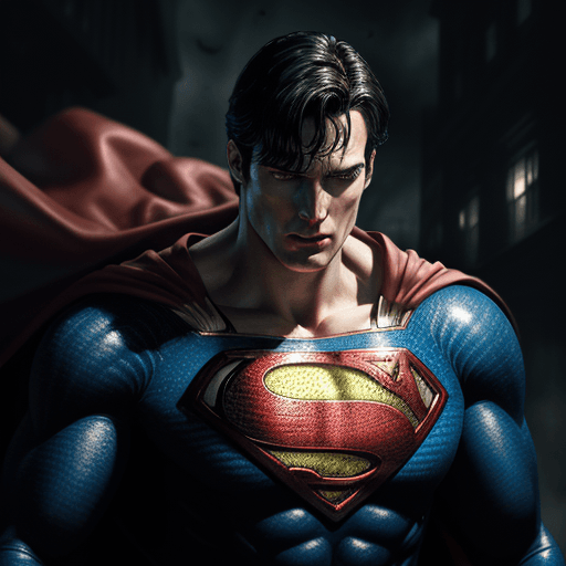 AI generated: Superman, in dynamic, atmosphere of darkness and horror, dramatic light, highly detailed, packed wit...