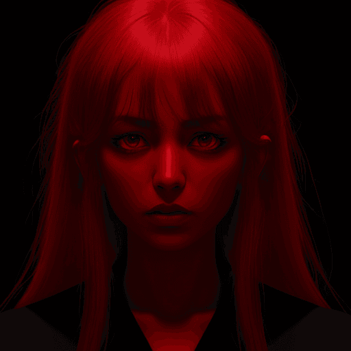 AI generated: hyperrealistic image YBA, red color, black background, dramtic light
