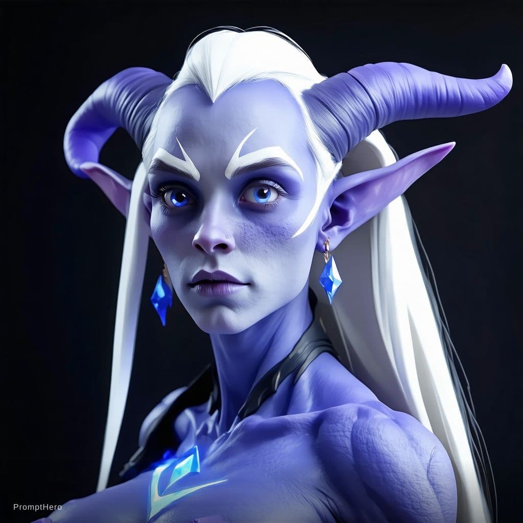 AI generated: 1girl, draenei, white skin