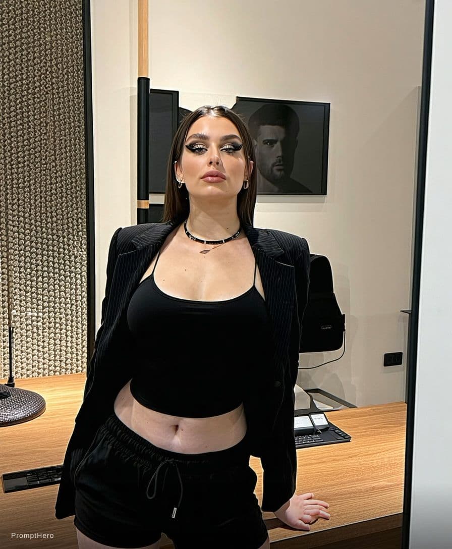 AI generated: Wearing bra and panty black