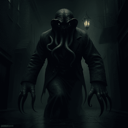 AI generated: cthulhu, gloomy, scary, textured, shadowy, in the style of hp lovecraft, old city, 35mm photography,...