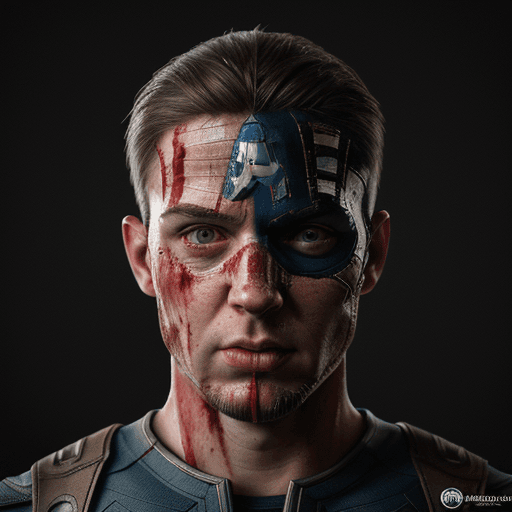 AI generated: Cut off head(Captain America ), bloody world, unzoom, ultra detailed, ultra realistic, ultra hd, 8k,...