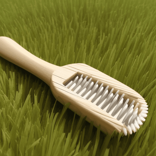 AI generated: one wooden toothbrush with grass