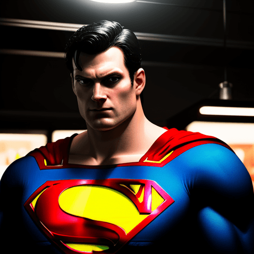 AI generated: burger using Superman suit, hyperrealistic, cinematic, dramatic lighting