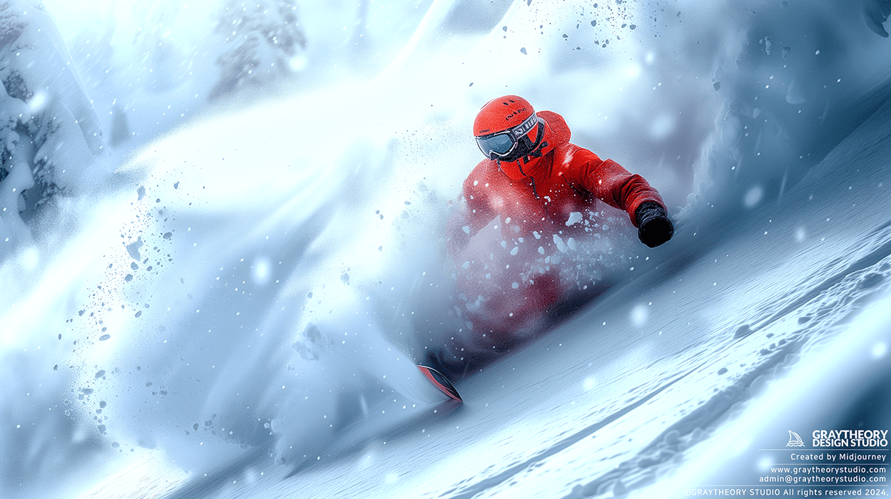 AI generated: dynamic shooting, pro snowboarder, Canon EOS-1D X Mark III, Canon EF 70-200mm f/2.8L IS III USM lens...