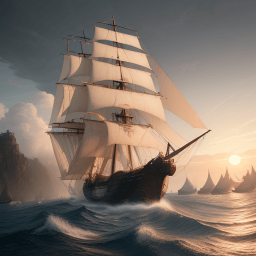AI generated: Photo of a ultra realistic sailing ship, dramatic light, pale sunrise, cinematic lighting, battered,...