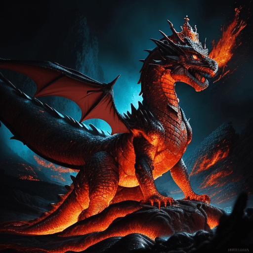 AI generated: Create a hyper-maximalist, cinematic painting with a volcanic lava theme. The scene features a formi...